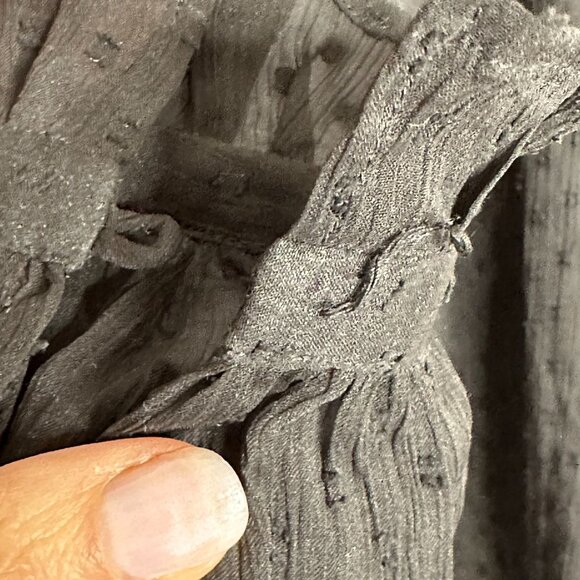 Cleobella‎ Swiss Dot Sheer Ruffled Long Sleeve Blouse XS Black Boho Goth Girly - Picture 5 of 11